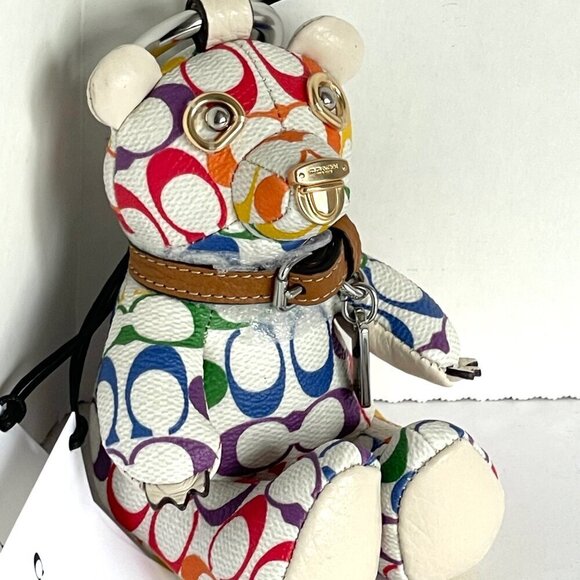 Coach Bear Rainbow Bag Charm Keychain Pride CJ953 White Signature LGBTQIA+ - Picture 8 of 8